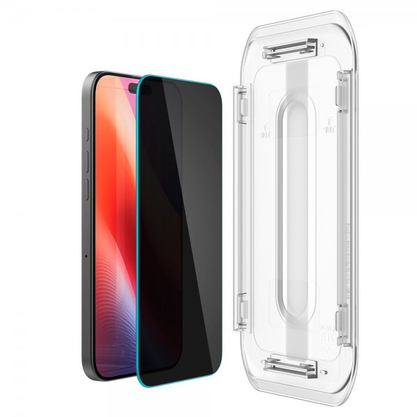 Spigen iPhone 16 Pro Max/iPhone 17 Pro Max Skærmbeskyttelse GLAS.tR EZ Fit Privacy 2-pak