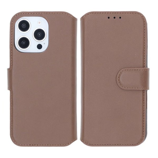 Rvelon iPhone 16 Pro Etui Ægte læder Kortplads Brun