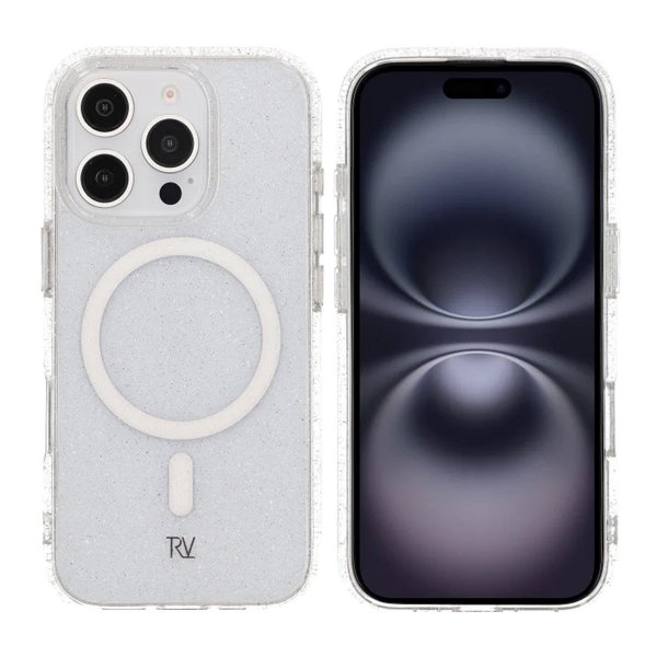 Rvelon iPhone 16 Pro Cover Glitter MagSafe Hvid