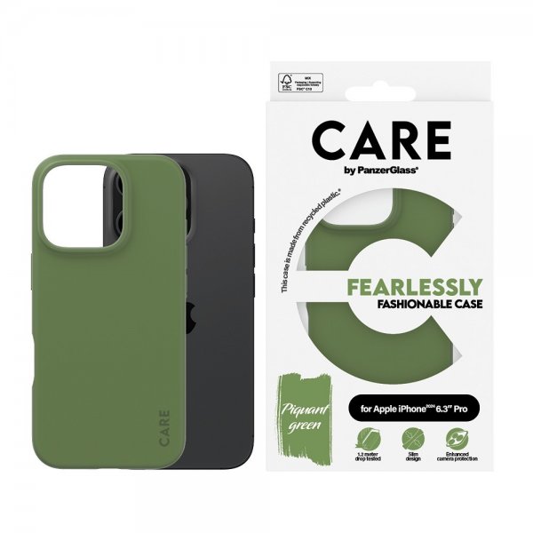 CARE by PanzerGlass iPhone 16 Pro Cover Fashionable Grøn