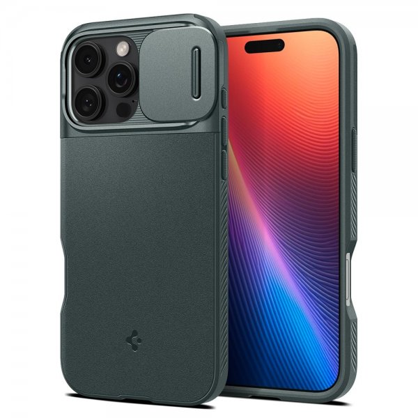 Spigen iPhone 16 Pro Cover Optik Armor MagFit Abyss Green