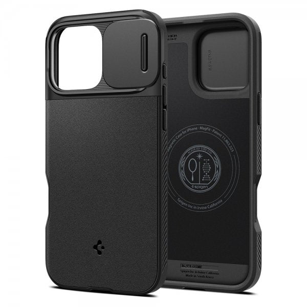 Spigen iPhone 16 Pro Cover Optik Armor MagFit Sort