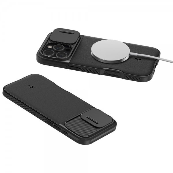 Spigen iPhone 16 Pro Cover Optik Armor MagFit Sort