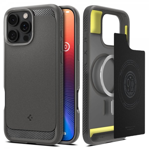 Spigen iPhone 16 Pro Cover Rugged Armor MagFit Grå