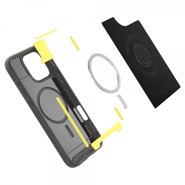 Spigen iPhone 16 Pro Cover Rugged Armor MagFit Grå