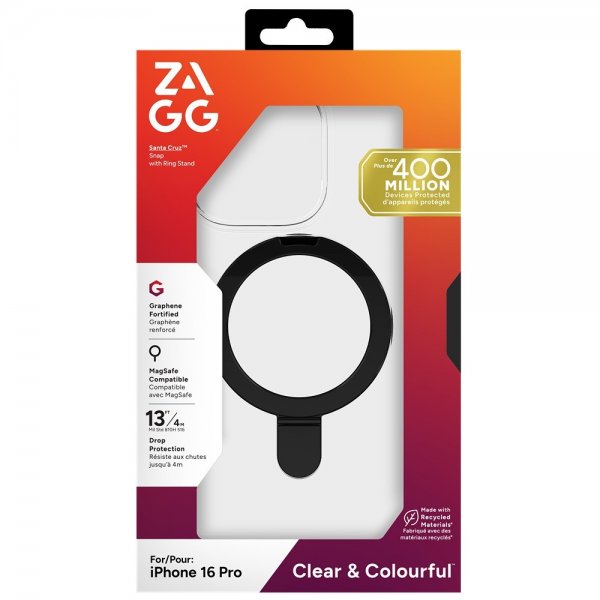 ZAGG iPhone 16 Pro Cover Santa Cruz Snap Ring Stand Sort