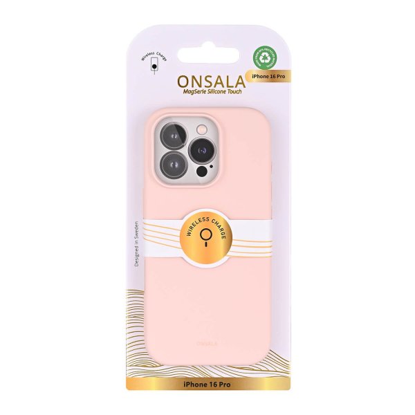 Onsala iPhone 16 Pro Cover Silikonefornemmelse Chalk Pink