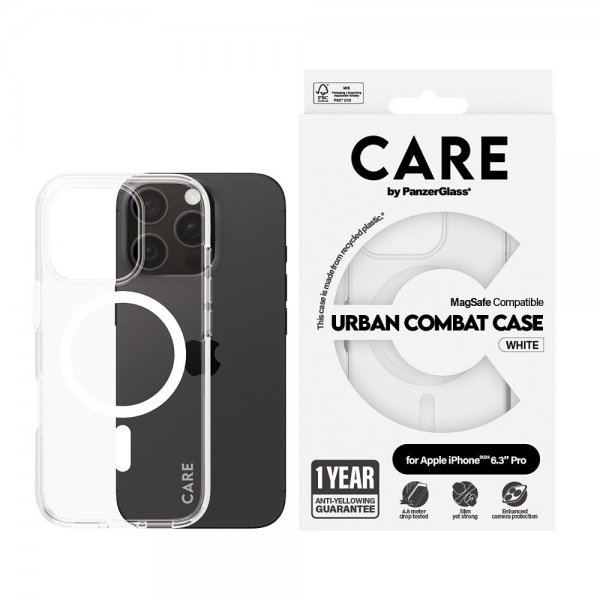 CARE by PanzerGlass iPhone 16 Pro Cover Urban Combat MagSafe Hvid