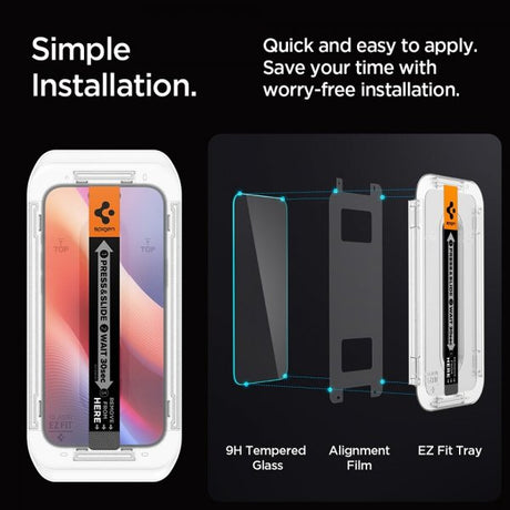 Spigen iPhone 16 Pro/iPhone 17/17 Pro Skærmbeskyttelse GLAS.tR EZ Fit 2-pak