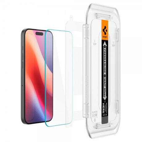 Spigen iPhone 16 Pro/iPhone 17/17 Pro Skærmbeskyttelse GLAS.tR EZ Fit 2-pak