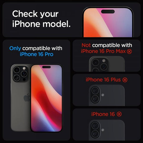 Spigen iPhone 16 Pro/iPhone 17/17 Pro Skærmbeskyttelse GLAS.tR EZ Fit 2-pak