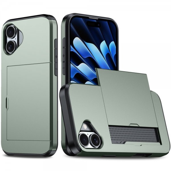 iPhone 16 Cover Card Slide Grøn