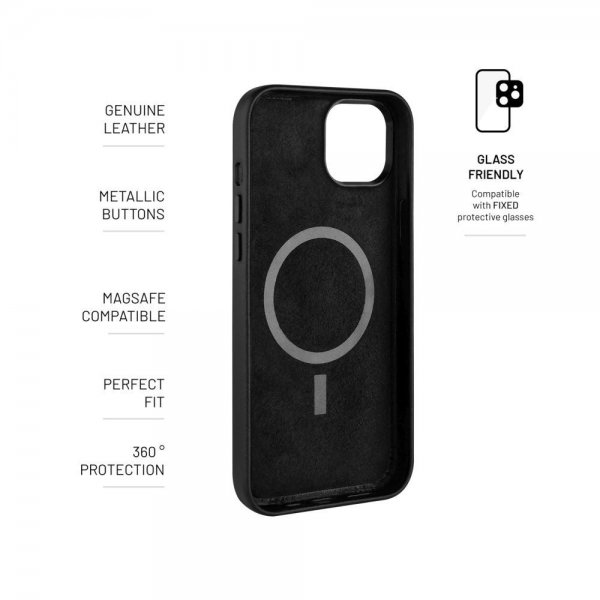 Repareret iPhone 16 Cover MagLeather Sort