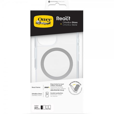 Otterbox iPhone 16 Cover med Skærmbeskytter React MagSafe + Glass