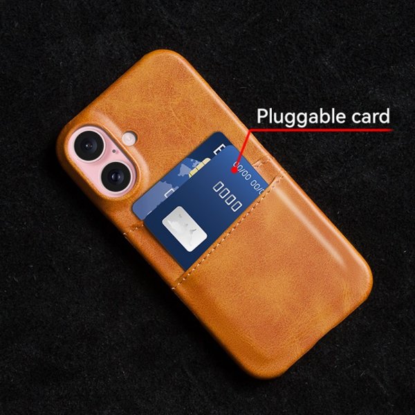 iPhone 16 Cover med to Kortlommer Lysebrun