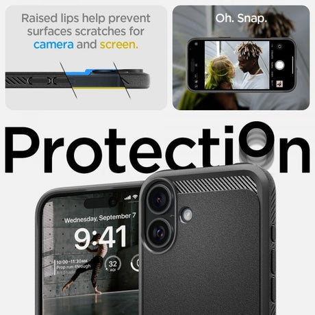 Spigen iPhone 16 Cover Rugged Armor MagFit Mat Sort
