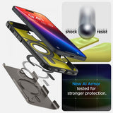 Spigen iPhone 16 Cover Tough Armor MagFit Gunmetal