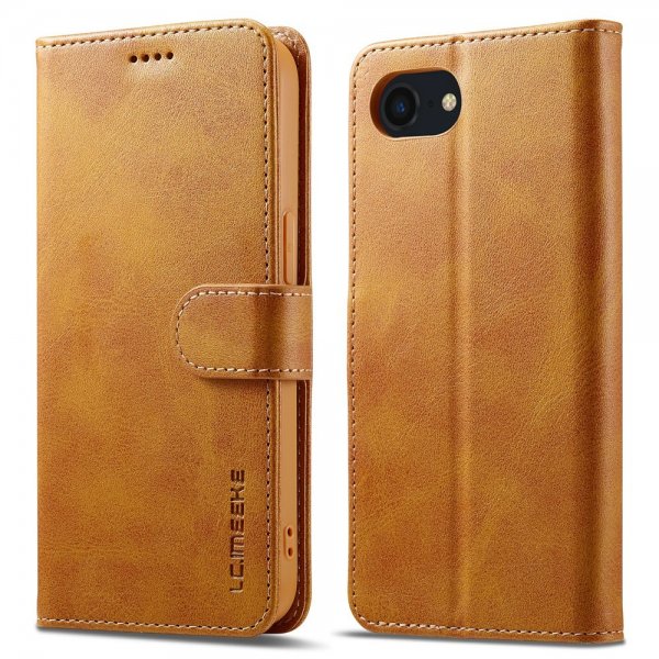 Lc.Imeeke iPhone 16e/17e Etui med Kortlomme Stativfunktion Lysebrun