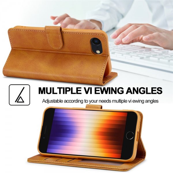 Lc.Imeeke iPhone 16e/17e Etui med Kortlomme Stativfunktion Lysebrun