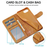 Lc.Imeeke iPhone 16e/17e Etui med Kortlomme Stativfunktion Lysebrun