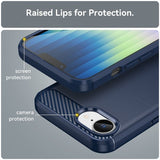 iPhone 16./17. cover børstet kulfibertekstur blå