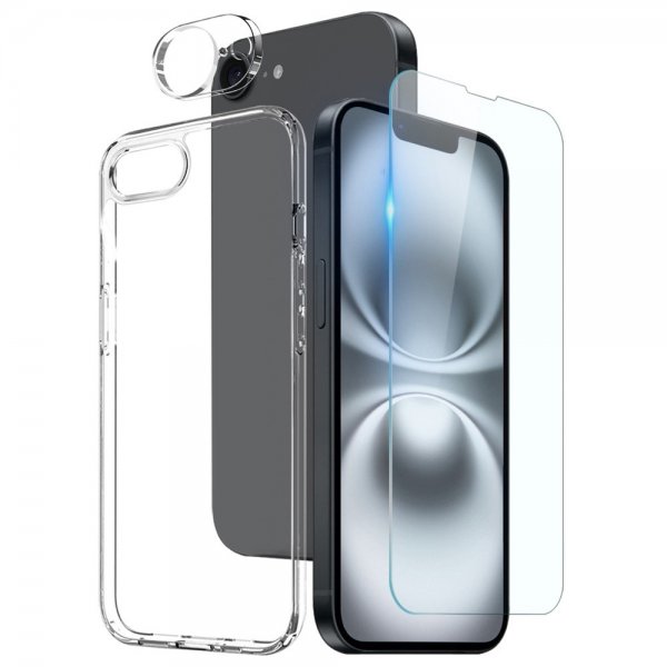 Northjo iPhone 16e/17e Cover med Skærmbeskyttelse og Kamerabeskyttelse 3-i-1