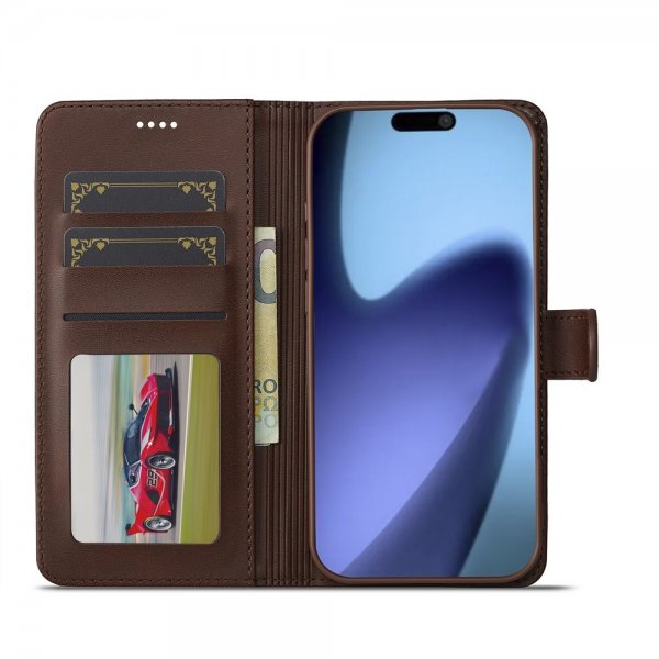 Lc.Imeeke iPhone Air Cover med Kortplads Stativfunktion Mørkebrun