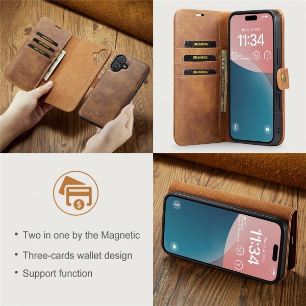 Dg.Ming iPhone 17 Etui med Aftageligt Cover Brun