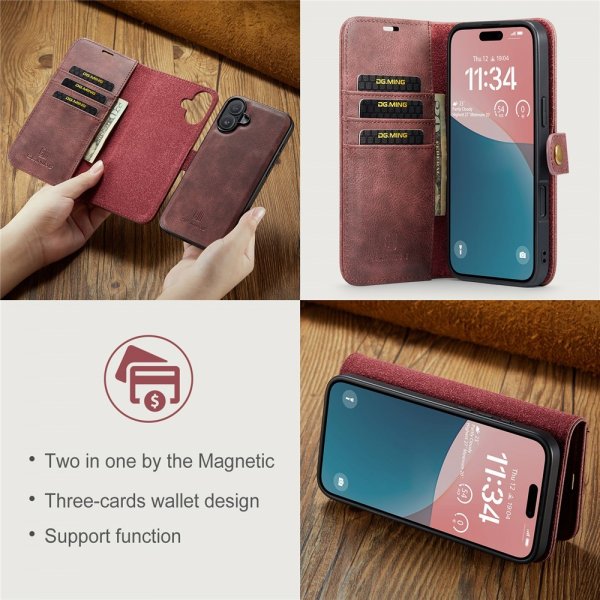 Dg.Ming iPhone 17 Etui med Aftageligt Cover Rød