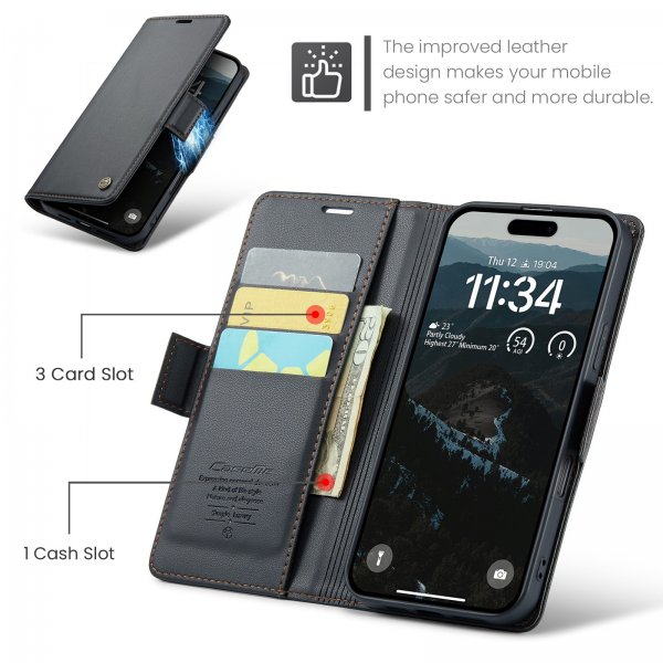 CaseMe iPhone 17 Pro Etui 023 Series Sort