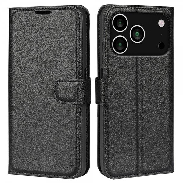iPhone 17 Pro Etui Litchi Sort