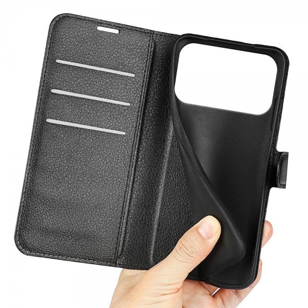 iPhone 17 Pro Etui Litchi Sort