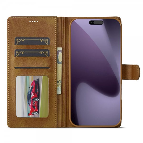 Lc.Imeeke iPhone 17 Pro Etui med Kortlomme Stativfunktion Lysebrun