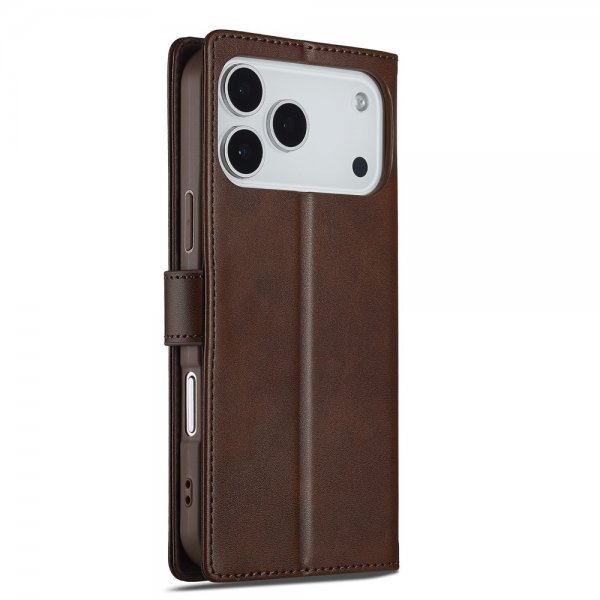 Lc.Imeeke iPhone 17 Pro Etui med Kortlomme Standerfunktion Mørkebrun
