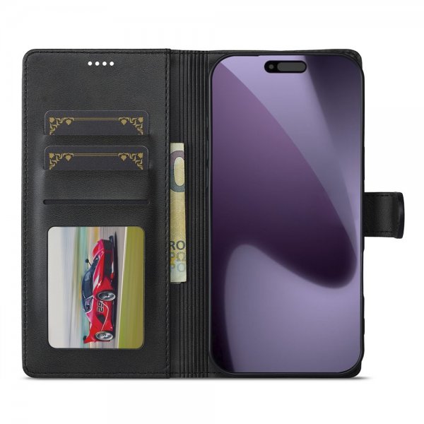 Lc.Imeeke iPhone 17 Pro Etui med Kortlomme Kickstand Sort