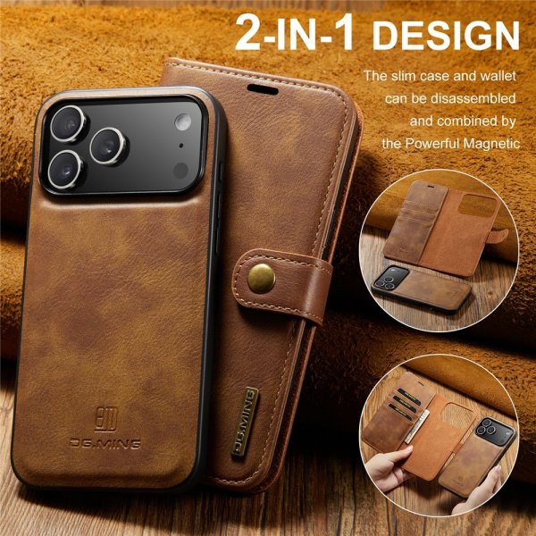 Dg.Ming iPhone 17 Pro Etui med Aftageligt Cover Brun