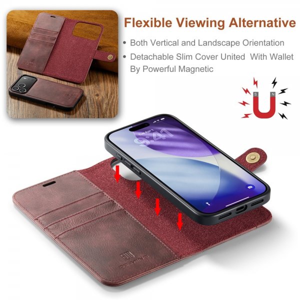 Dg.Ming iPhone 17 Pro Etui med Aftageligt Cover Rød