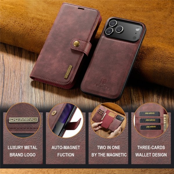 Dg.Ming iPhone 17 Pro Etui med Aftageligt Cover Rød