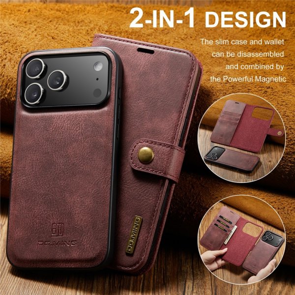 Dg.Ming iPhone 17 Pro Etui med Aftageligt Cover Rød