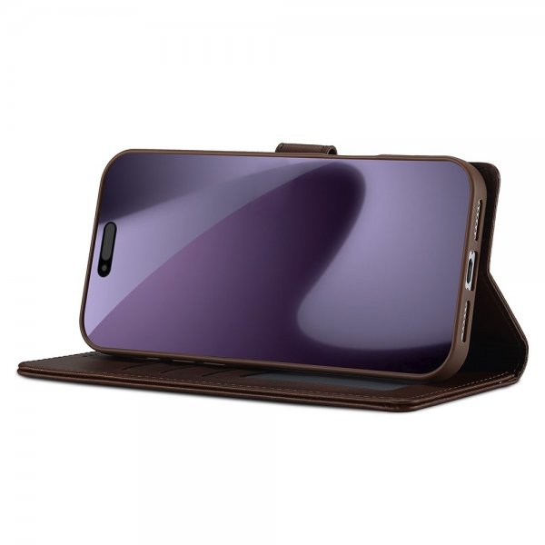 Lc.Imeeke iPhone 17 Pro Max Cover med Kortlomme og Stativfunktion Mørkebrun
