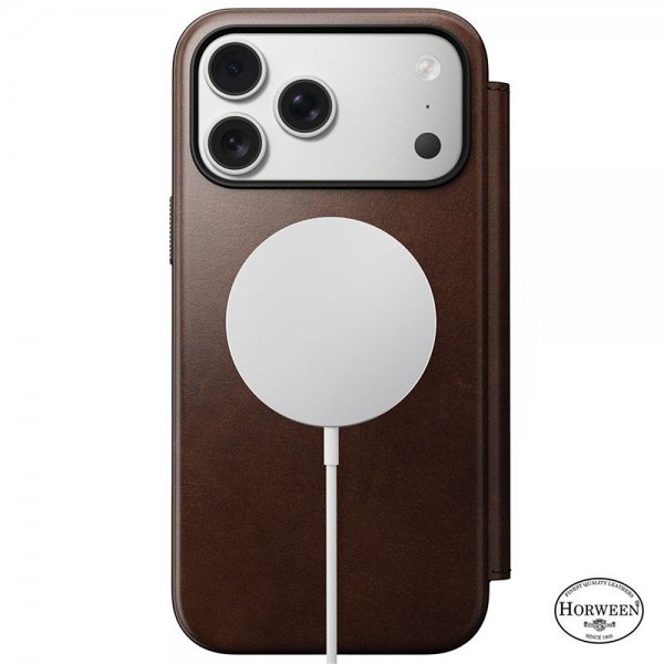 Nomad iPhone 17 Pro Max Fodral Modern Leather Folio Horween Rustic Brown