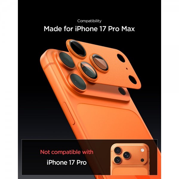 Spigen iPhone 17 Pro Max Kamerabeskytter Glas.tR EZ Fit Optik Pro XL Orange