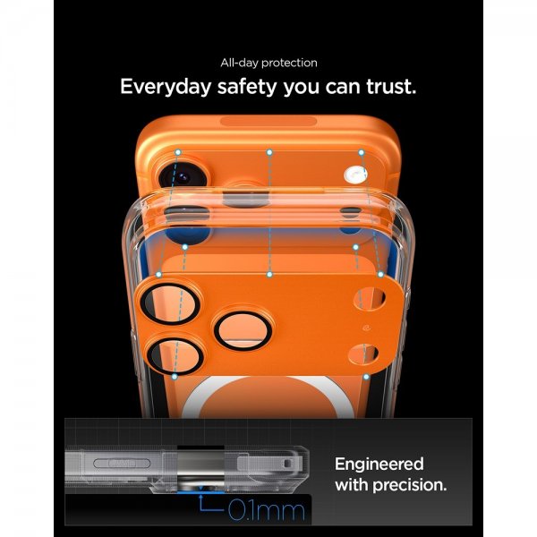 Spigen iPhone 17 Pro Max Kamerabeskytter Glas.tR EZ Fit Optik Pro XL Orange