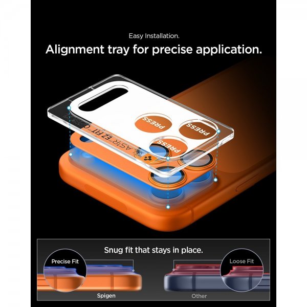 Spigen iPhone 17 Pro Max Kamerabeskytter Glas.tR EZ Fit Optik Pro XL Orange