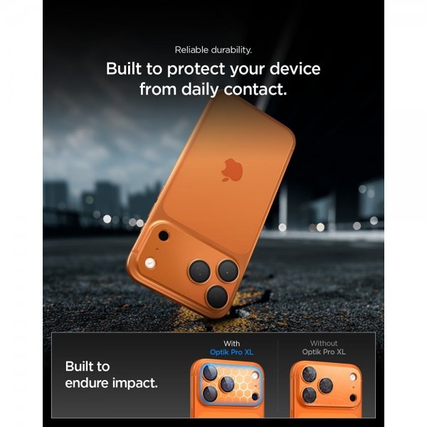 Spigen iPhone 17 Pro Max Kamerabeskytter Glas.tR EZ Fit Optik Pro XL Orange