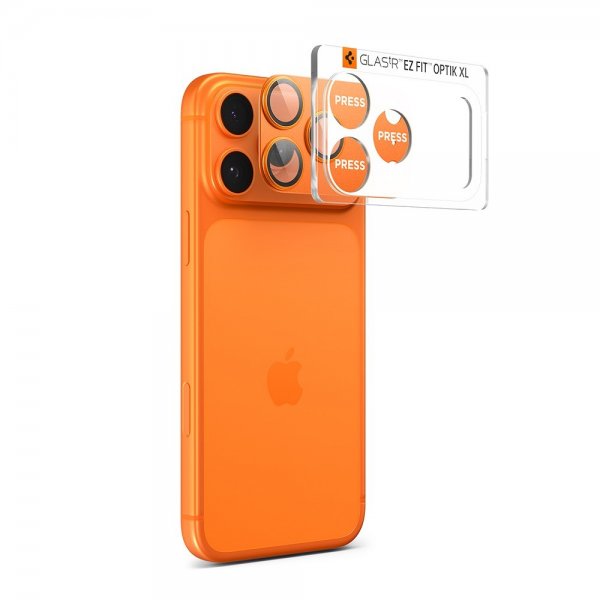 Spigen iPhone 17 Pro Max Kamerabeskytter Glas.tR EZ Fit Optik Pro XL Orange
