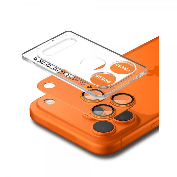 Spigen iPhone 17 Pro Max Kamerabeskytter Glas.tR EZ Fit Optik Pro XL Orange