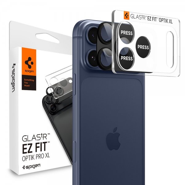 Spigen iPhone 17 Pro Max Kamerabeskytter Glas.tR EZ Fit Optik Pro XL Sort