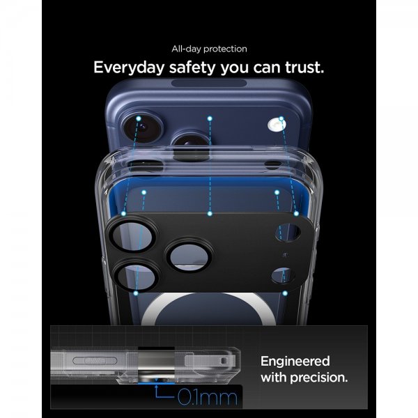 Spigen iPhone 17 Pro Max Kamerabeskytter Glas.tR EZ Fit Optik Pro XL Sort