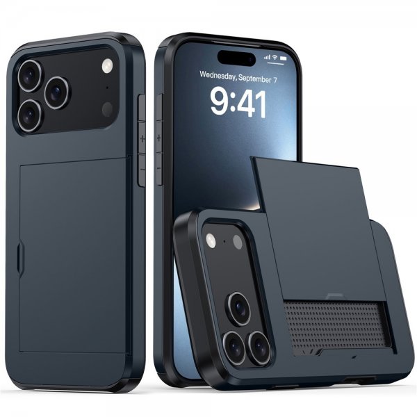 iPhone 17 Pro Max Cover Card Slide Blå